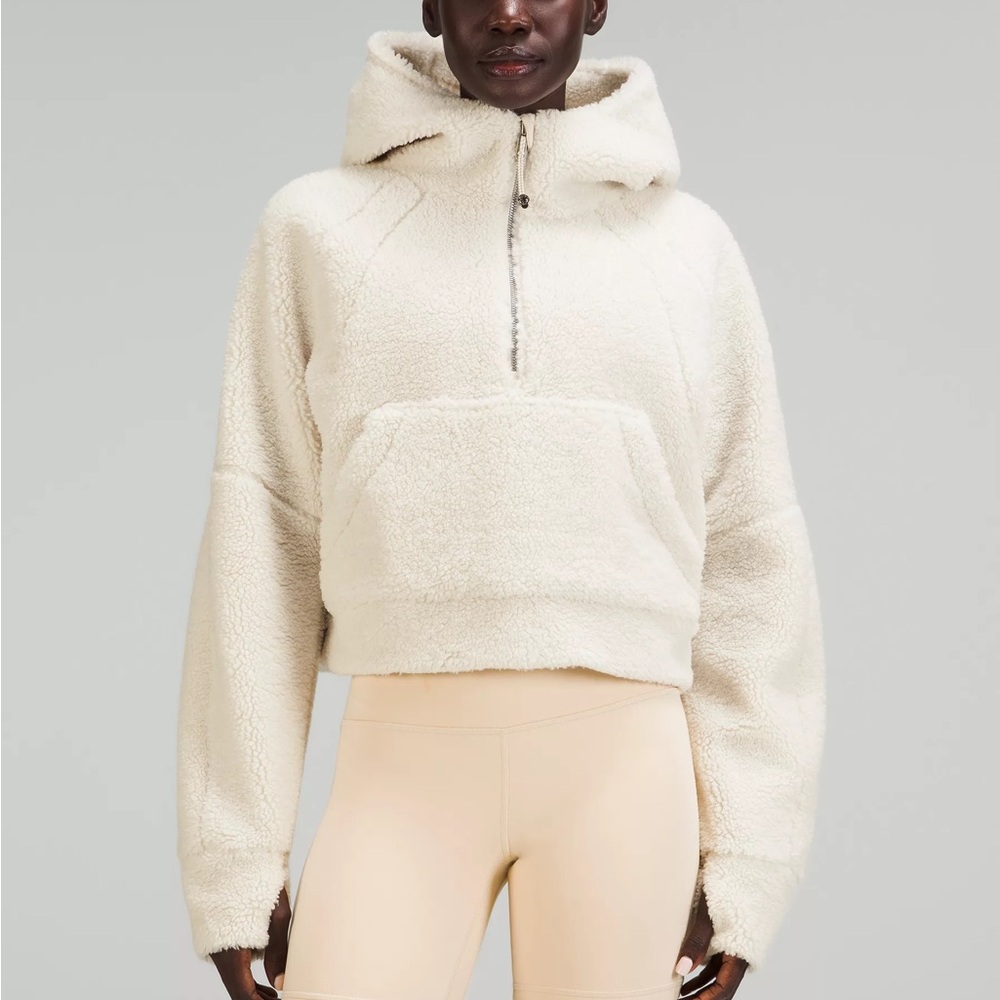 NWT Lululemon white opal scuba oversized half-zip fleece hoodie XS/S